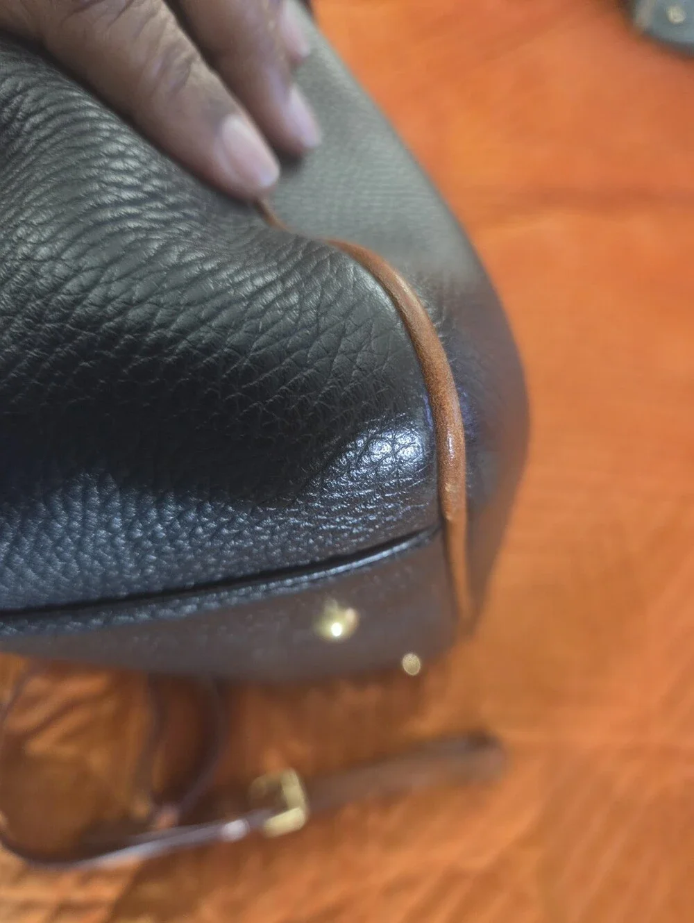 Vintage 1996 Dooney & Bourke Black Brown Leather Satchel